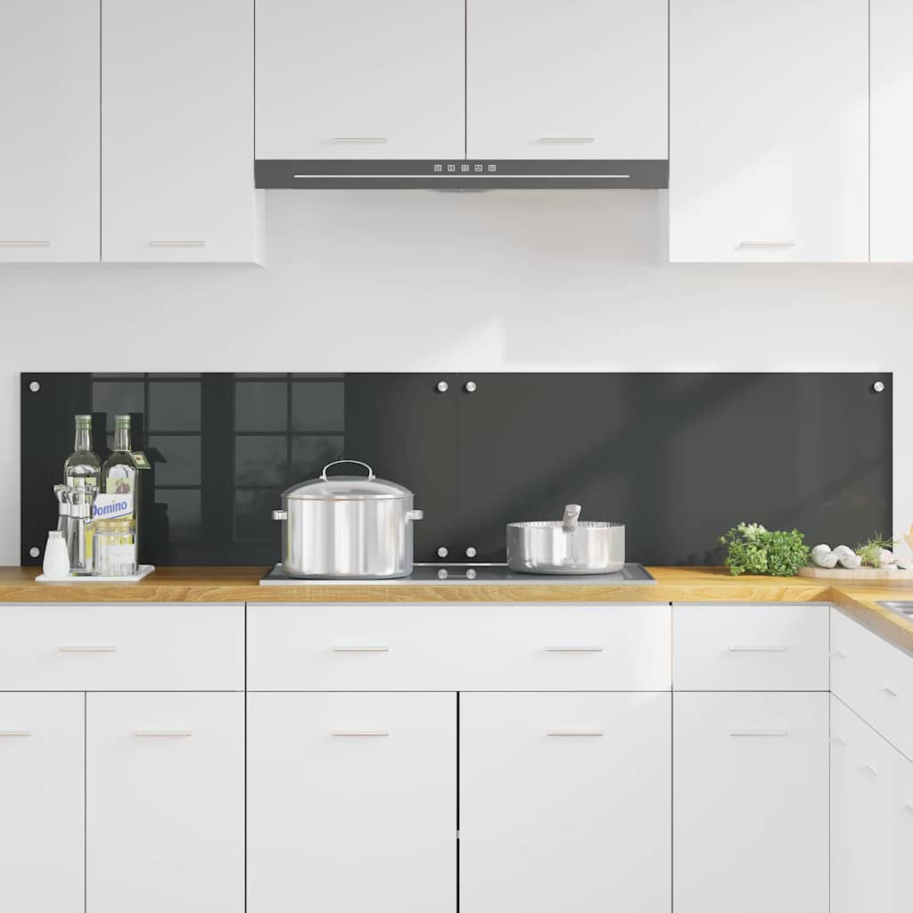 Køkkenbacksplash 2 stk. Mørkegrå 90 x 40 cm hærdet glas
