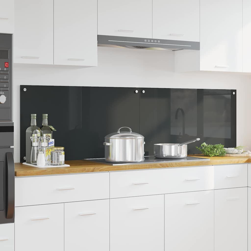 Køkkenbacksplash 2 stk. Mørkegrå 90 x 50 cm hærdet glas