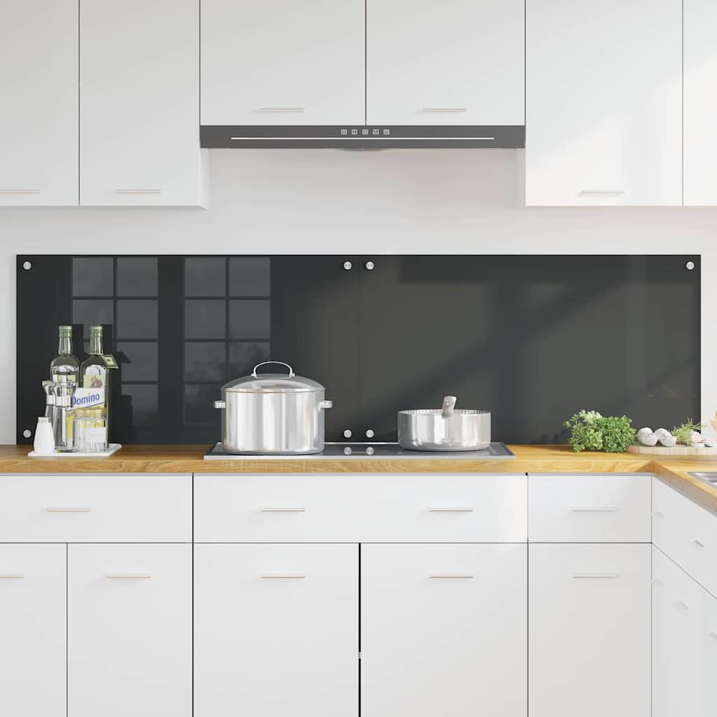 Køkkenbacksplash 2 stk. Mørkegrå 90 x 50 cm hærdet glas