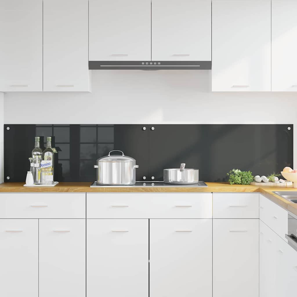 Køkkenbacksplash 2 stk. Mørkegrå 100 x 40 cm hærdet glas