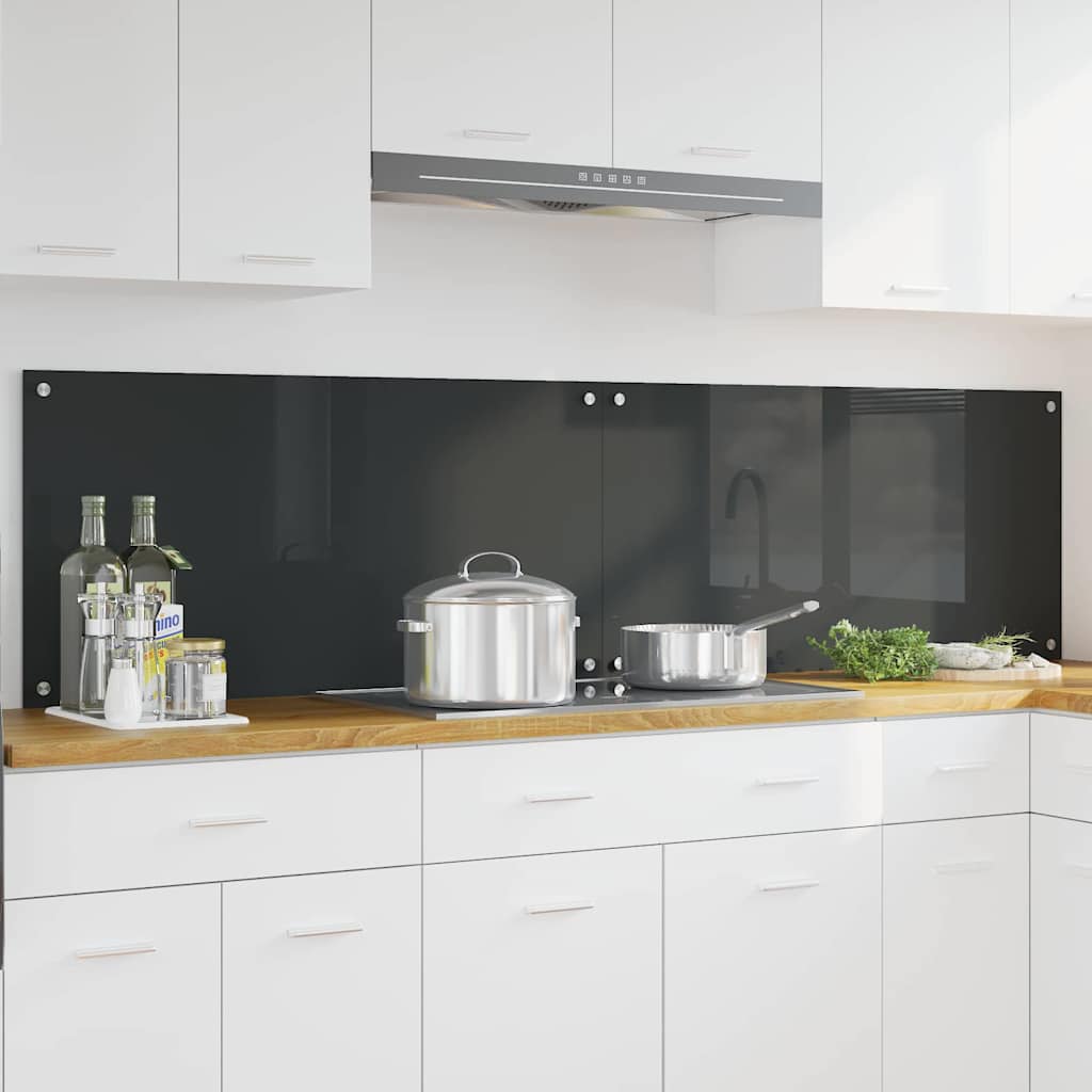 Køkkenbacksplash 2 stk. Mørkegrå 100 x 50 cm hærdet glas