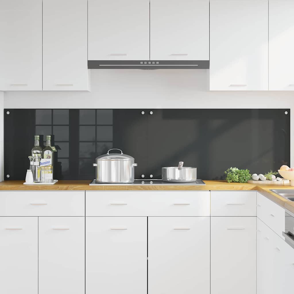 Køkkenbacksplash 2 stk. Mørkegrå 100 x 50 cm hærdet glas