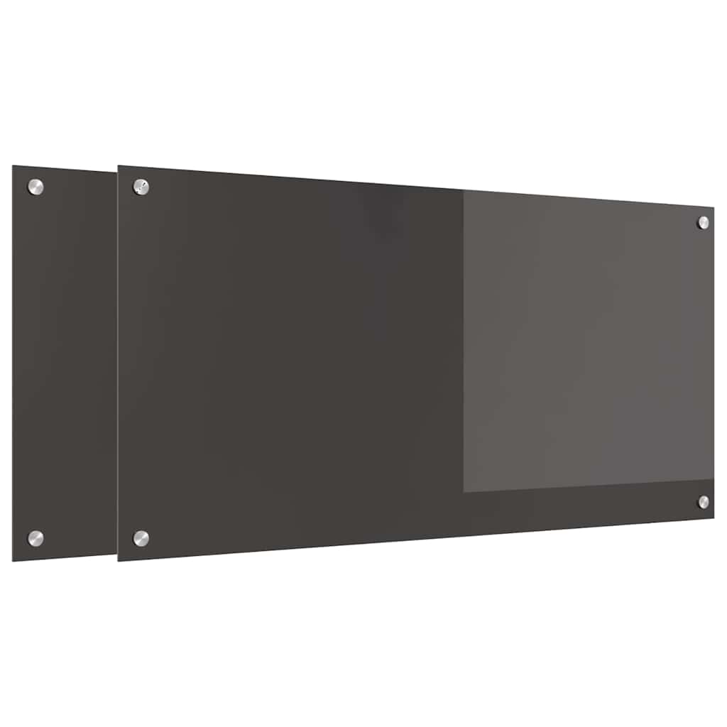 Køkkenbacksplash 2 stk. Mørkegrå 100 x 50 cm hærdet glas
