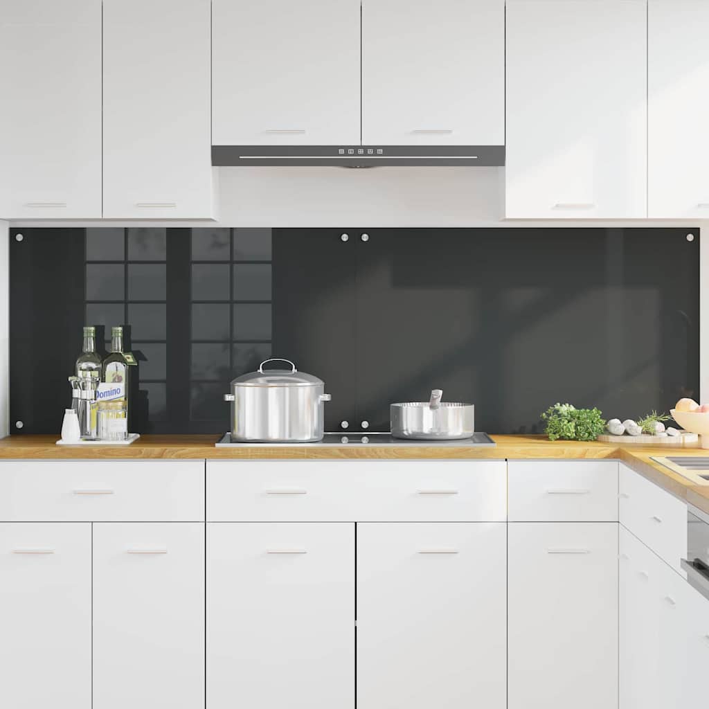 Køkkenbacksplash 2 stk. Mørkegrå 100 x 60 cm hærdet glas