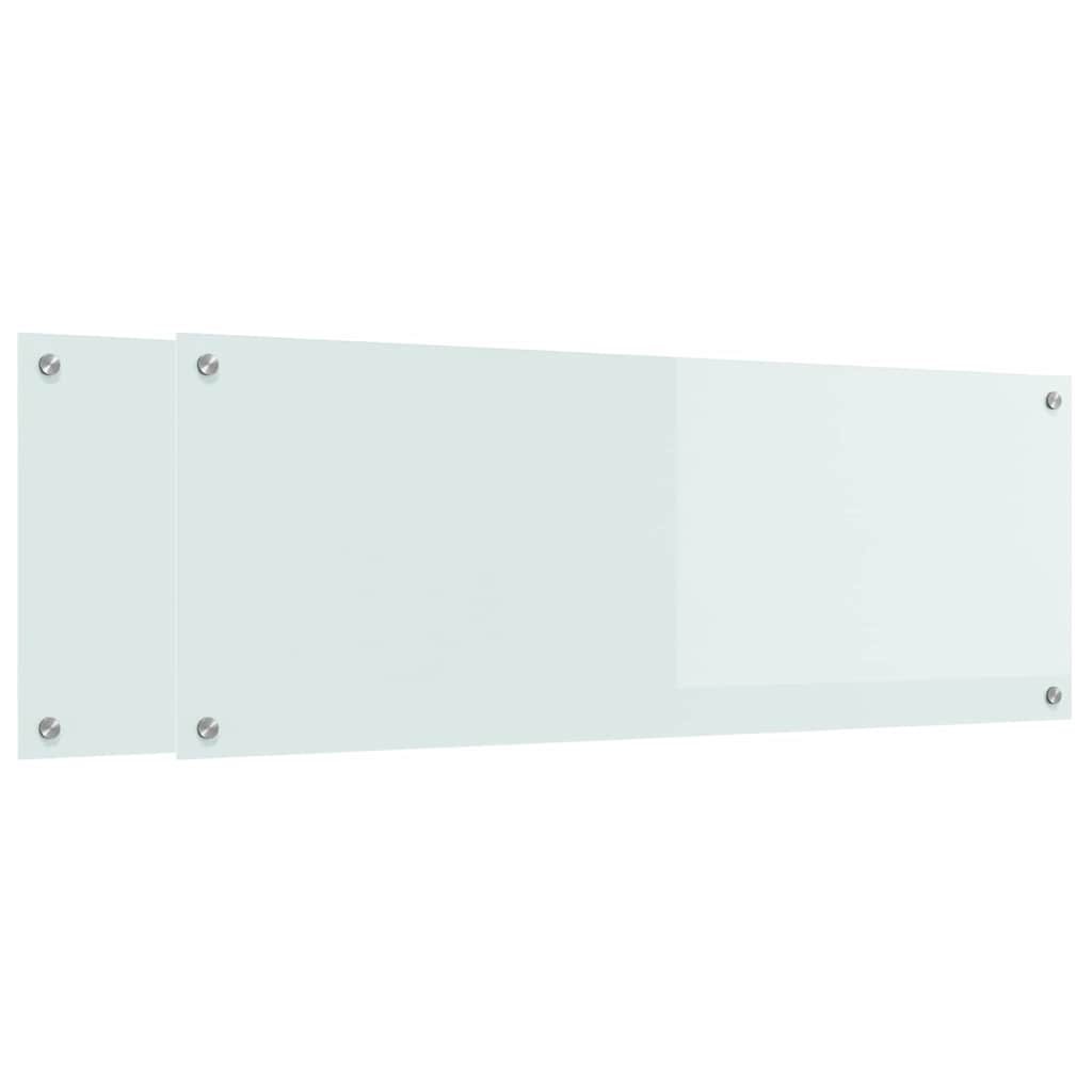 Køkkenbacksplash 2 stk. Hvid 110 x 40 cm hærdet glas