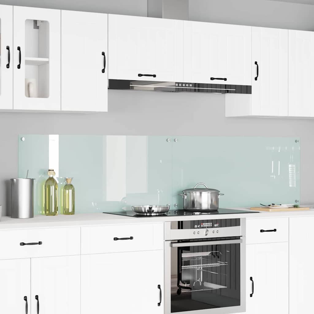 Køkkenbacksplash 2 stk. Hvid 110 x 50 cm hærdet glas