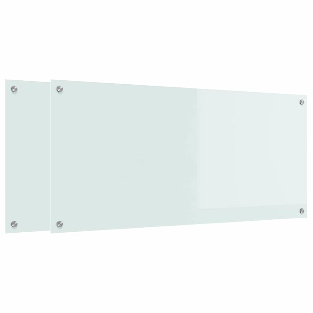 Køkkenbacksplash 2 stk. Hvid 110 x 50 cm hærdet glas