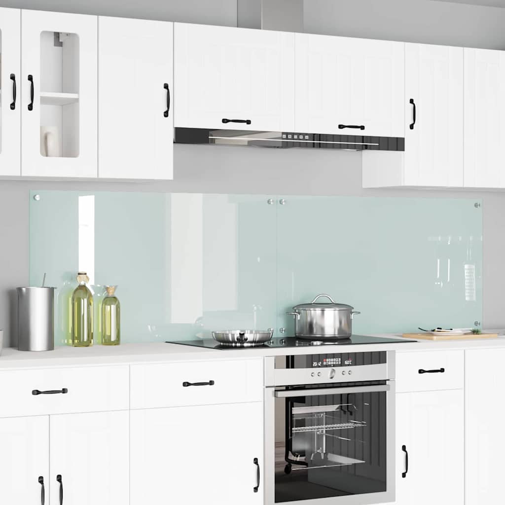 Køkkenbacksplash 2 stk. Hvid 110 x 60 cm hærdet glas