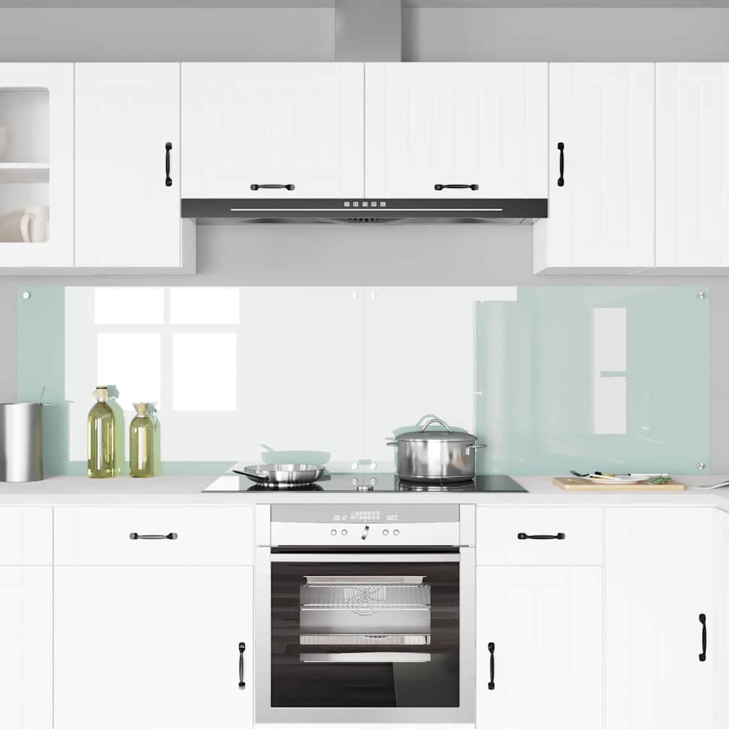 Køkkenbacksplash 2 stk. Hvid 110 x 60 cm hærdet glas