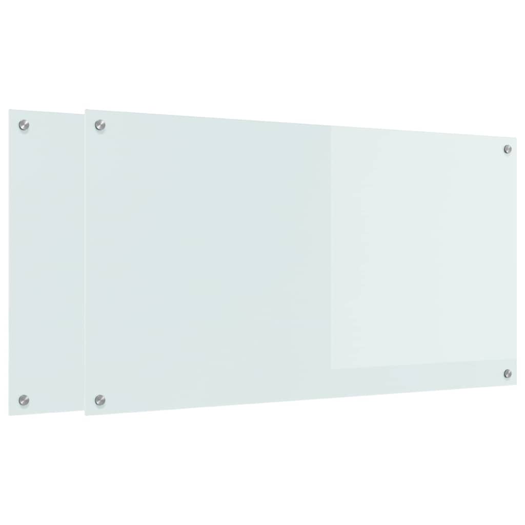 Køkkenbacksplash 2 stk. Hvid 110 x 60 cm hærdet glas
