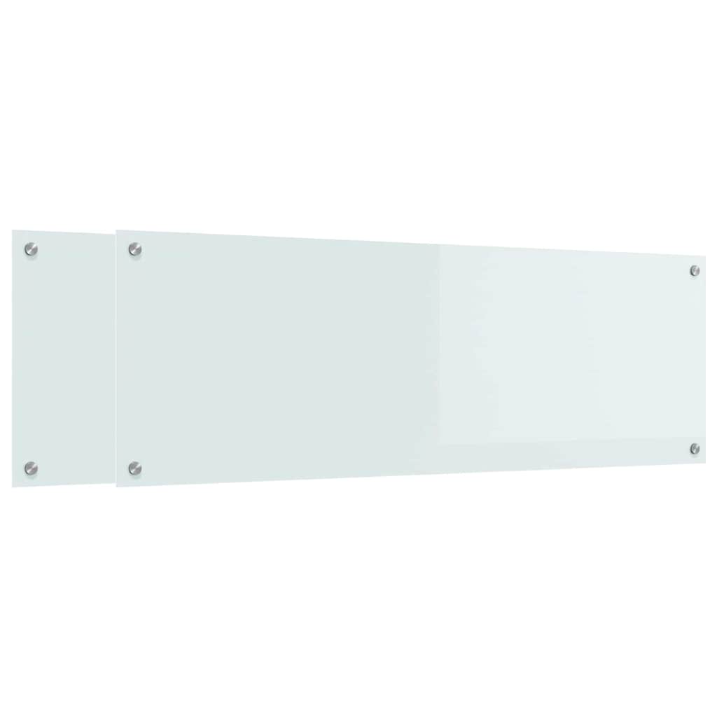 Køkkenbacksplash 2 stk. Hvid 120 x 40 cm hærdet glas