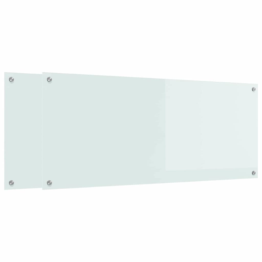 Køkkenbacksplash 2 stk. Hvid 120 x 50 cm hærdet glas