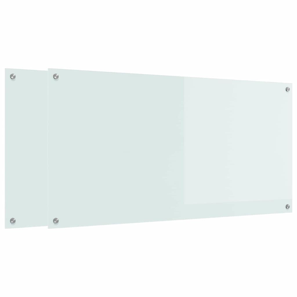 Køkkenbacksplash 2 stk. Hvid 120 x 60 cm hærdet glas