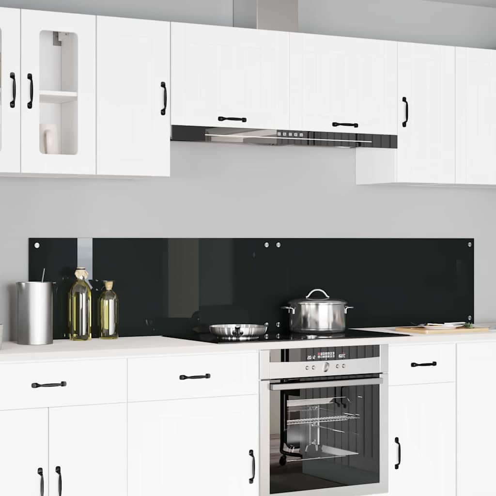 Køkkenbacksplash 2 stk. Sort 110 x 40 cm hærdet glas