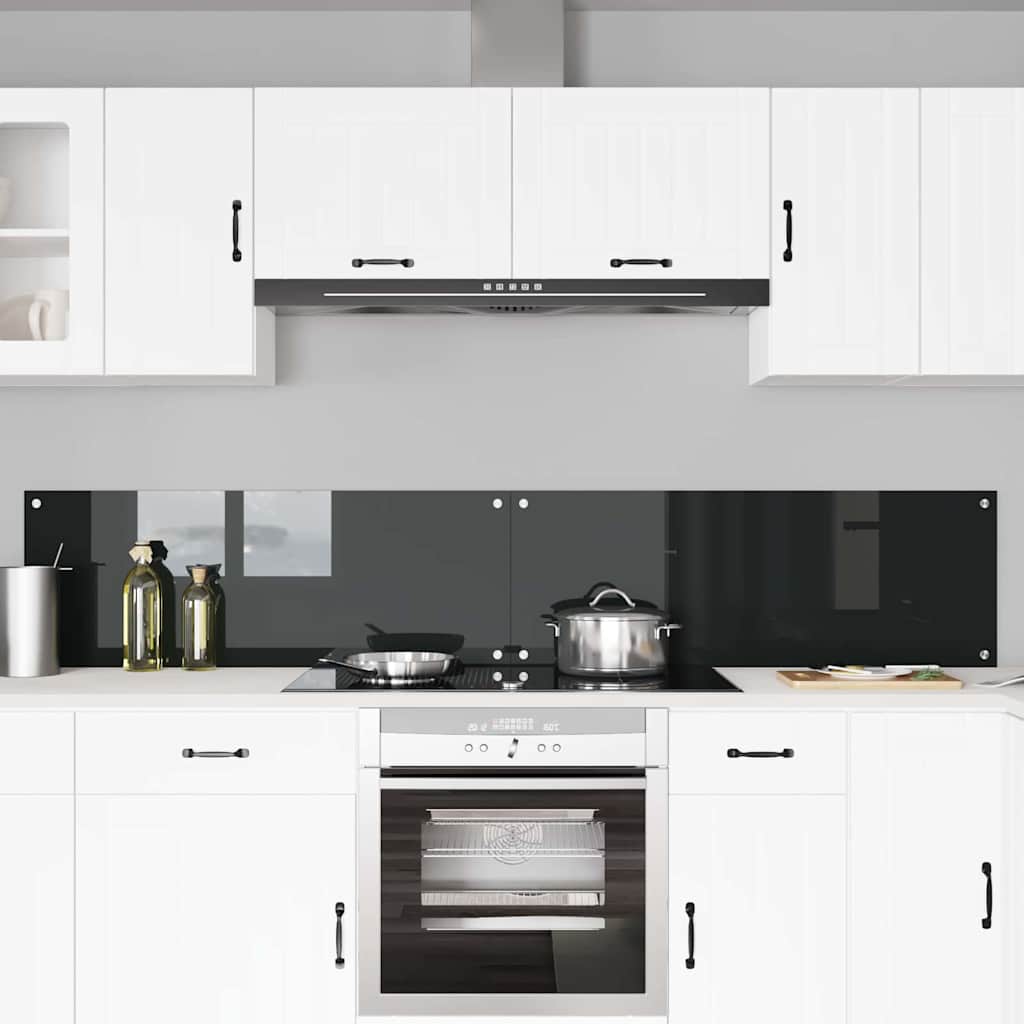 Køkkenbacksplash 2 stk. Sort 110 x 40 cm hærdet glas