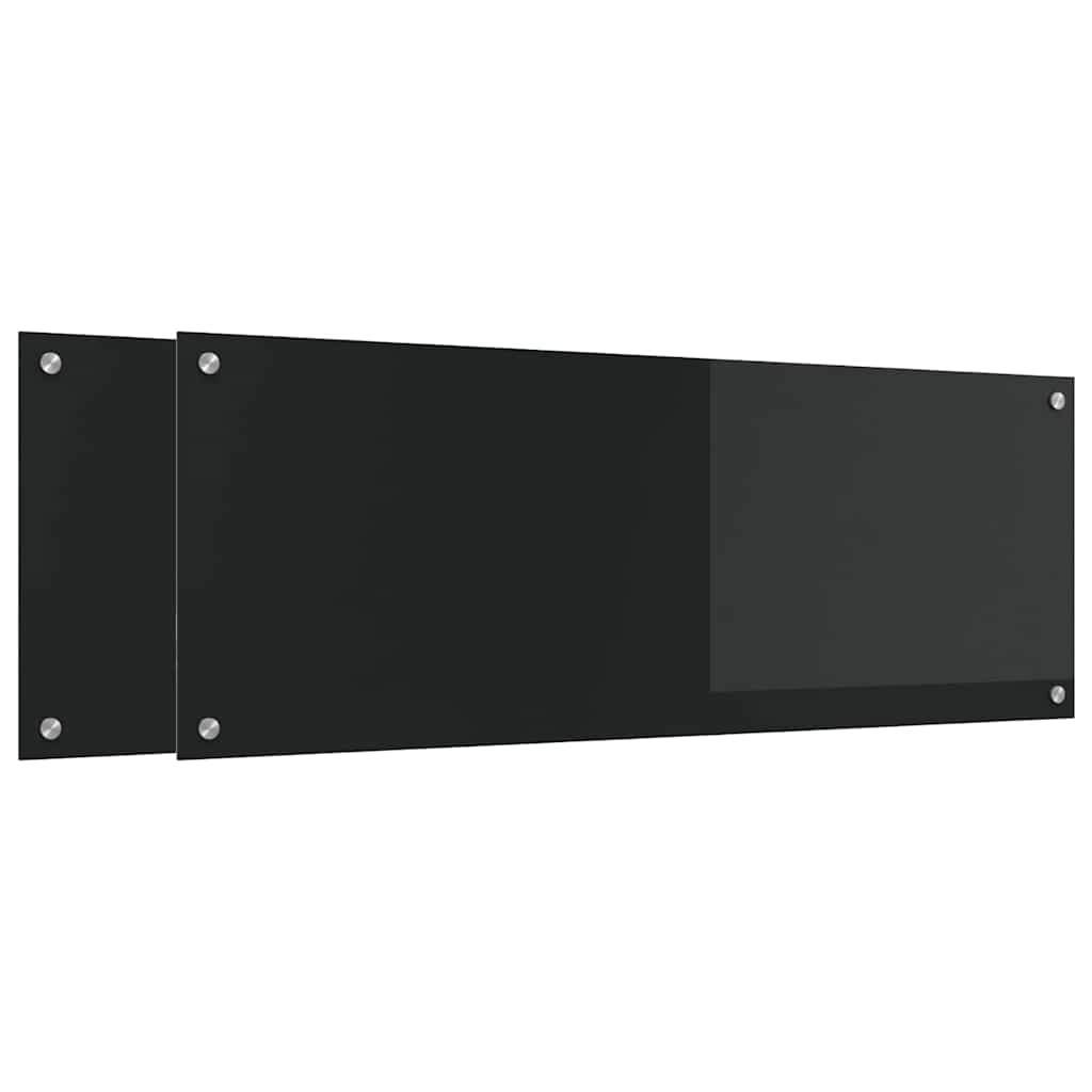 Køkkenbacksplash 2 stk. Sort 110 x 40 cm hærdet glas