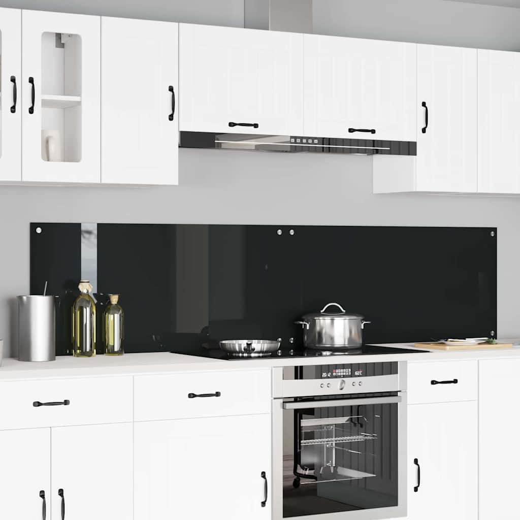 Køkkenbacksplash 2 stk. Sort 110 x 50 cm hærdet glas