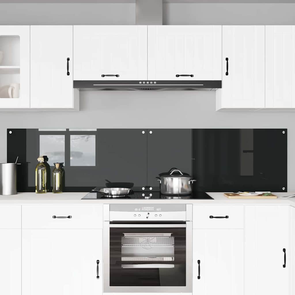 Køkkenbacksplash 2 stk. Sort 110 x 50 cm hærdet glas