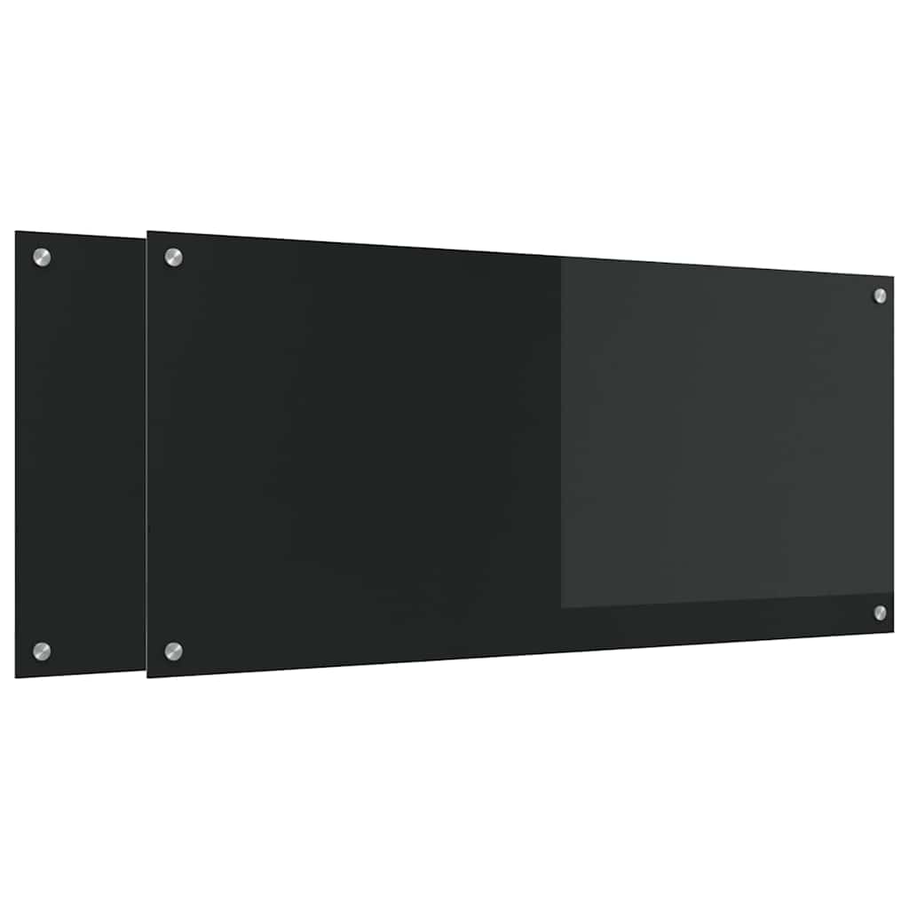 Køkkenbacksplash 2 stk. Sort 110 x 50 cm hærdet glas