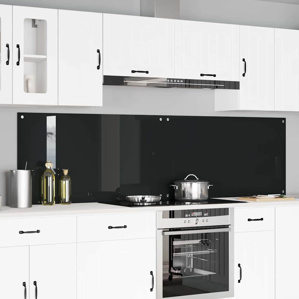Køkkenbacksplash 2 stk. Sort 110 x 60 cm hærdet glas