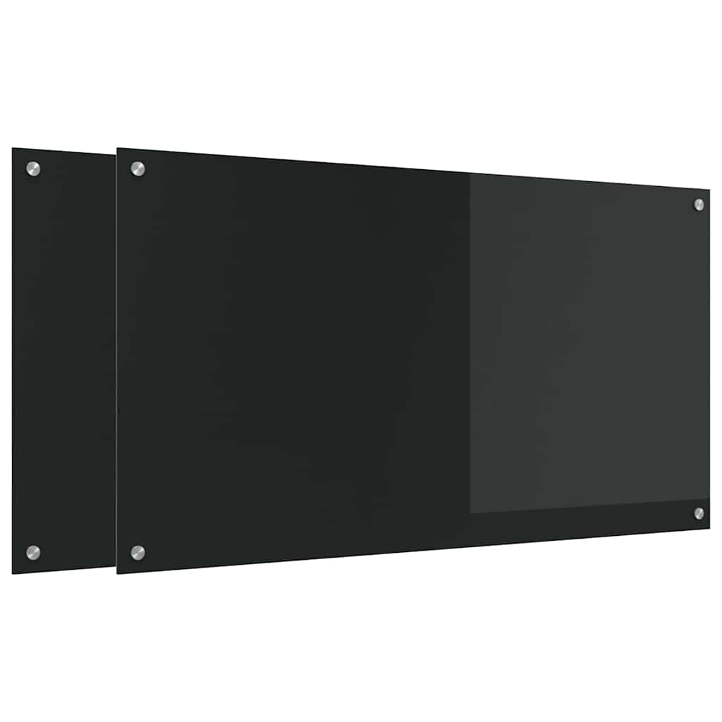 Køkkenbacksplash 2 stk. Sort 110 x 60 cm hærdet glas