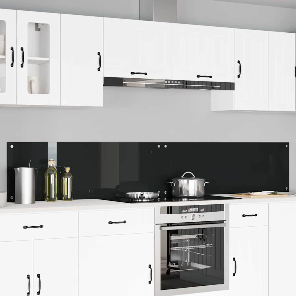 Køkkenbacksplash 2 stk. Sort 120 x 40 cm hærdet glas