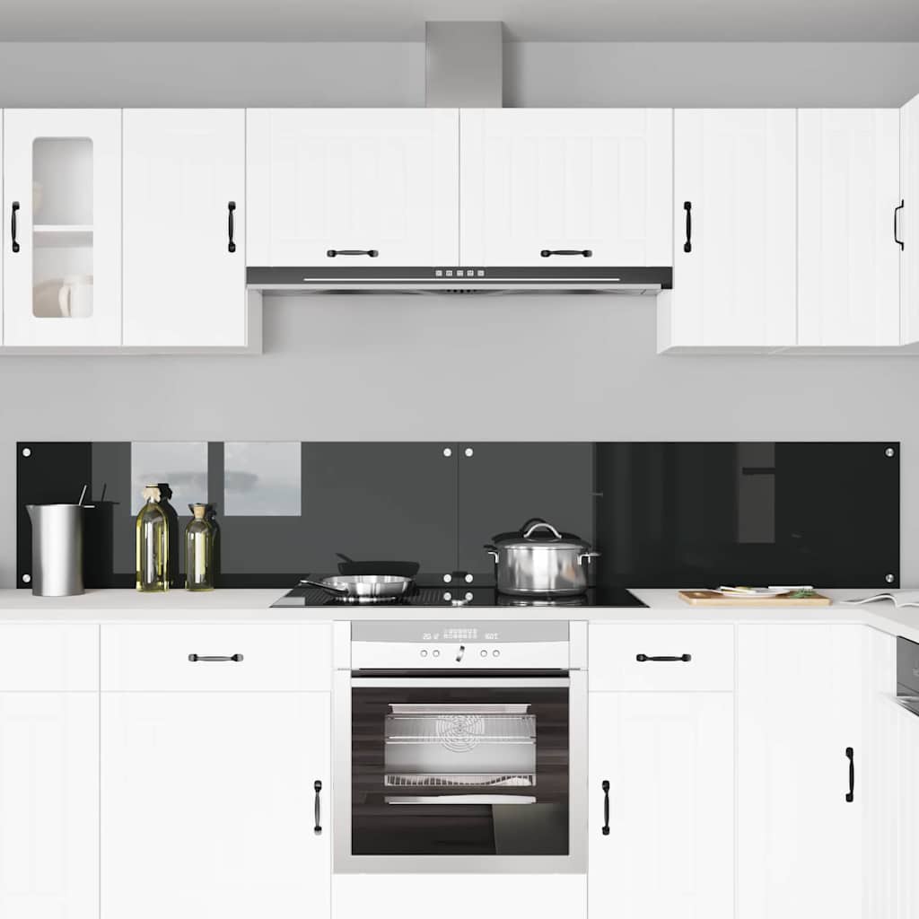 Køkkenbacksplash 2 stk. Sort 120 x 40 cm hærdet glas