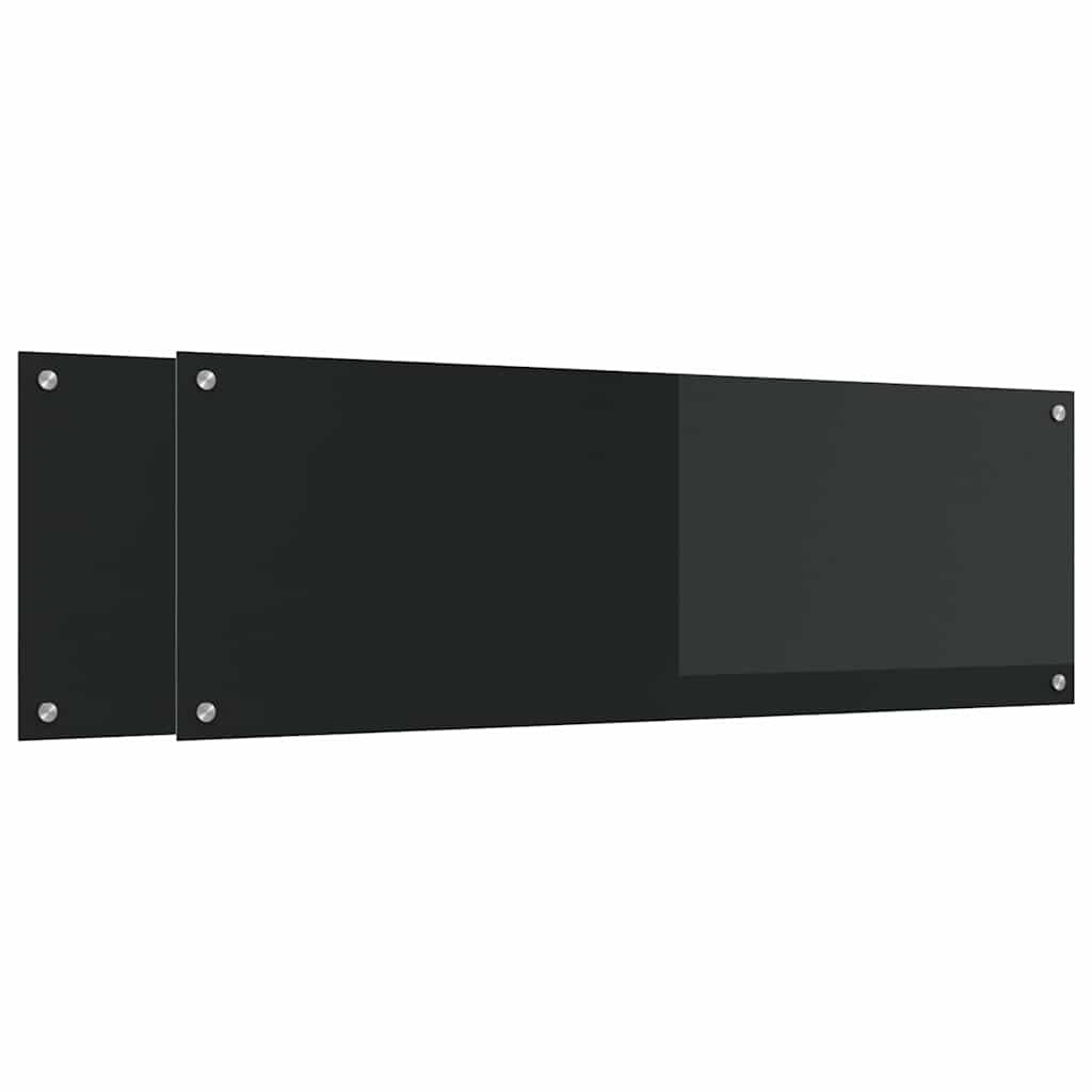Køkkenbacksplash 2 stk. Sort 120 x 40 cm hærdet glas