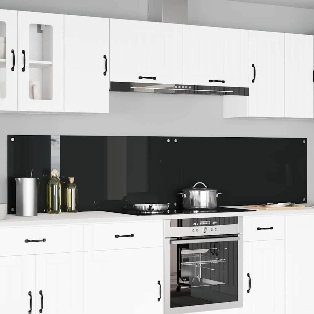 Køkkenbacksplash 2 stk. Sort 120 x 50 cm hærdet glas