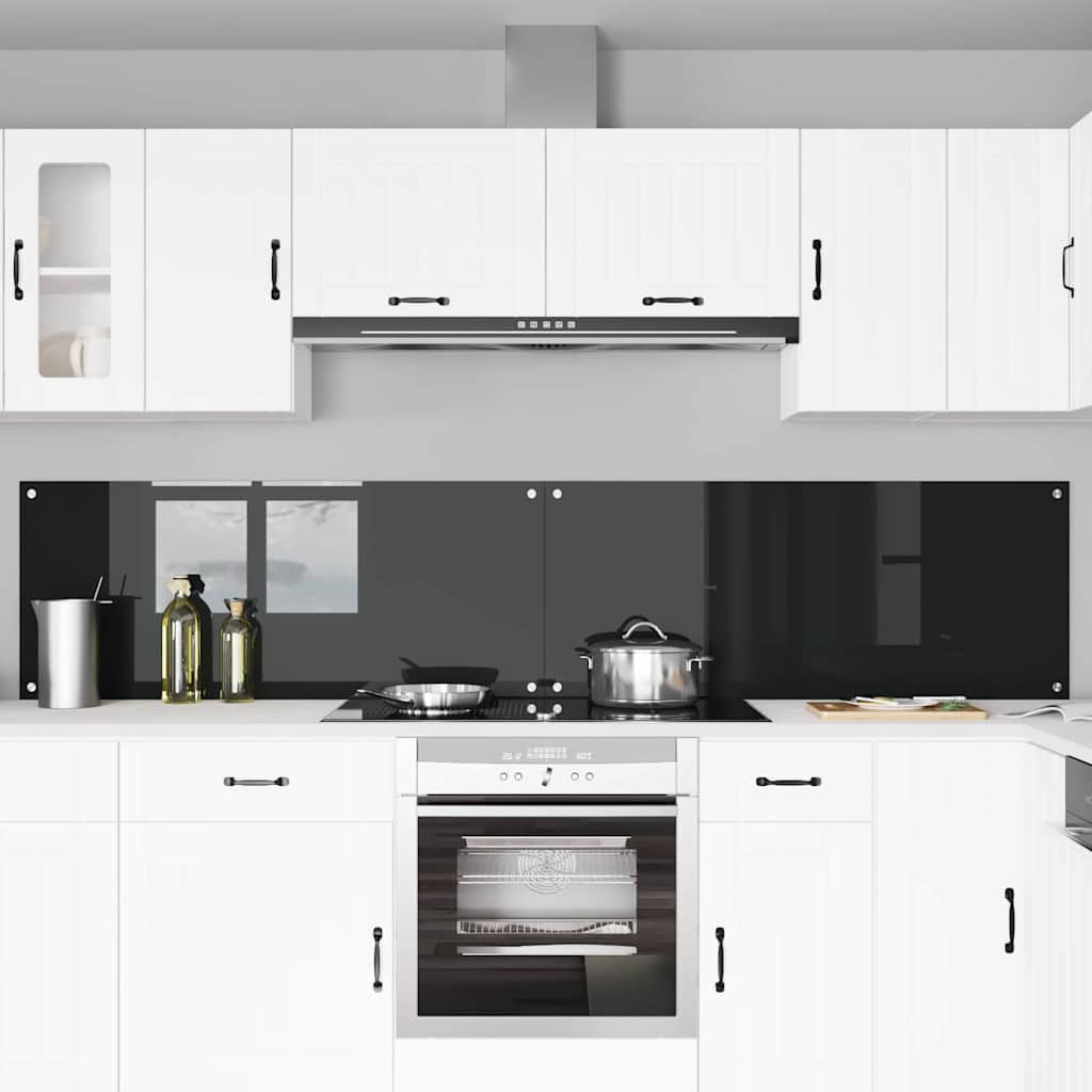Køkkenbacksplash 2 stk. Sort 120 x 50 cm hærdet glas