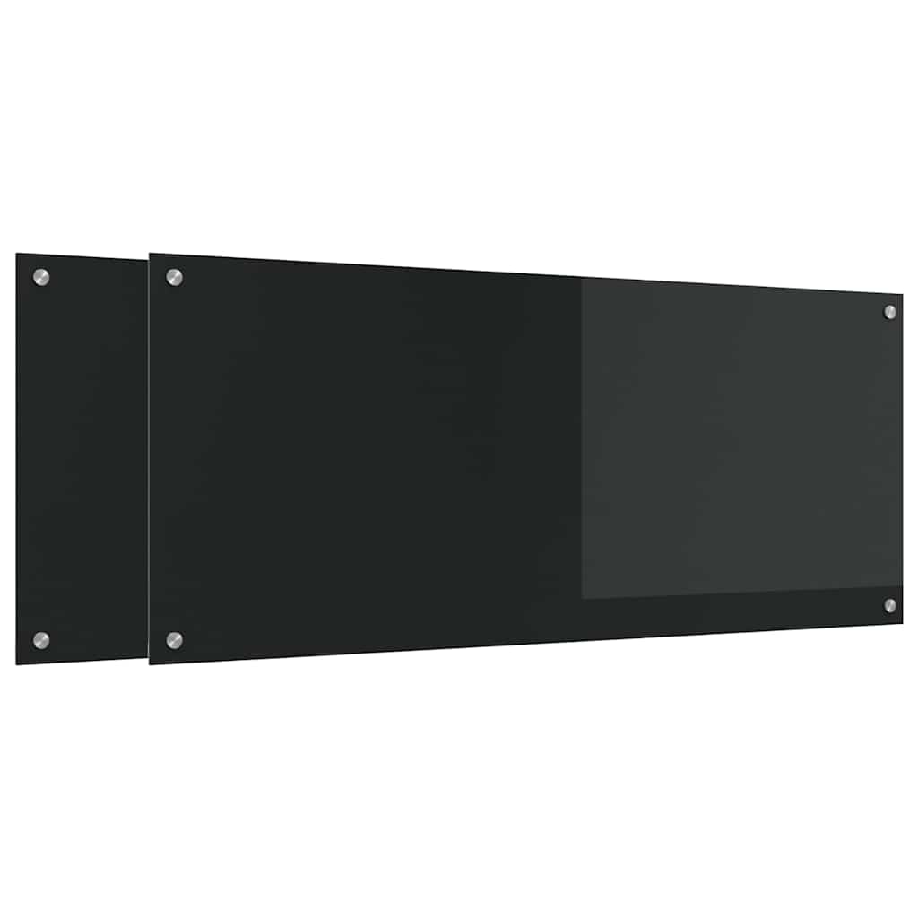 Køkkenbacksplash 2 stk. Sort 120 x 50 cm hærdet glas