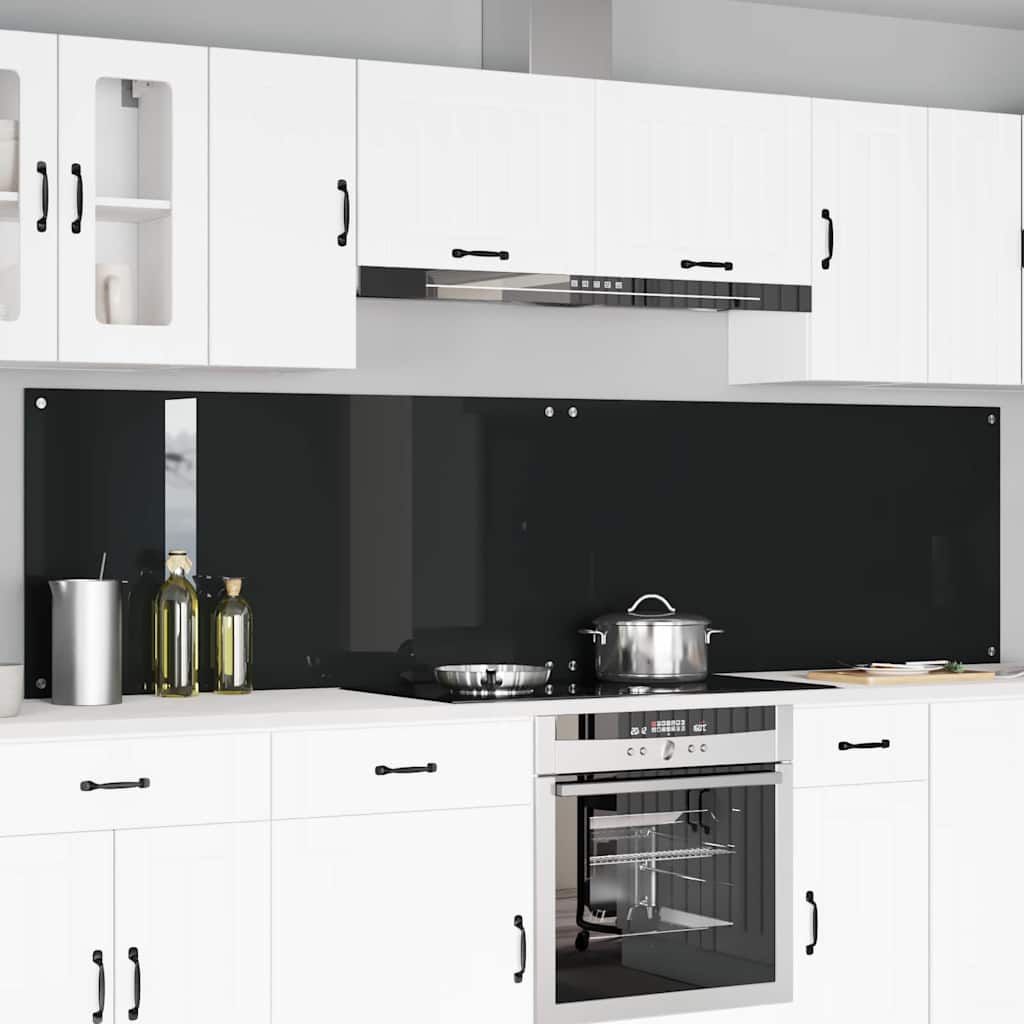 Køkkenbacksplash 2 stk. Sort 120 x 60 cm hærdet glas