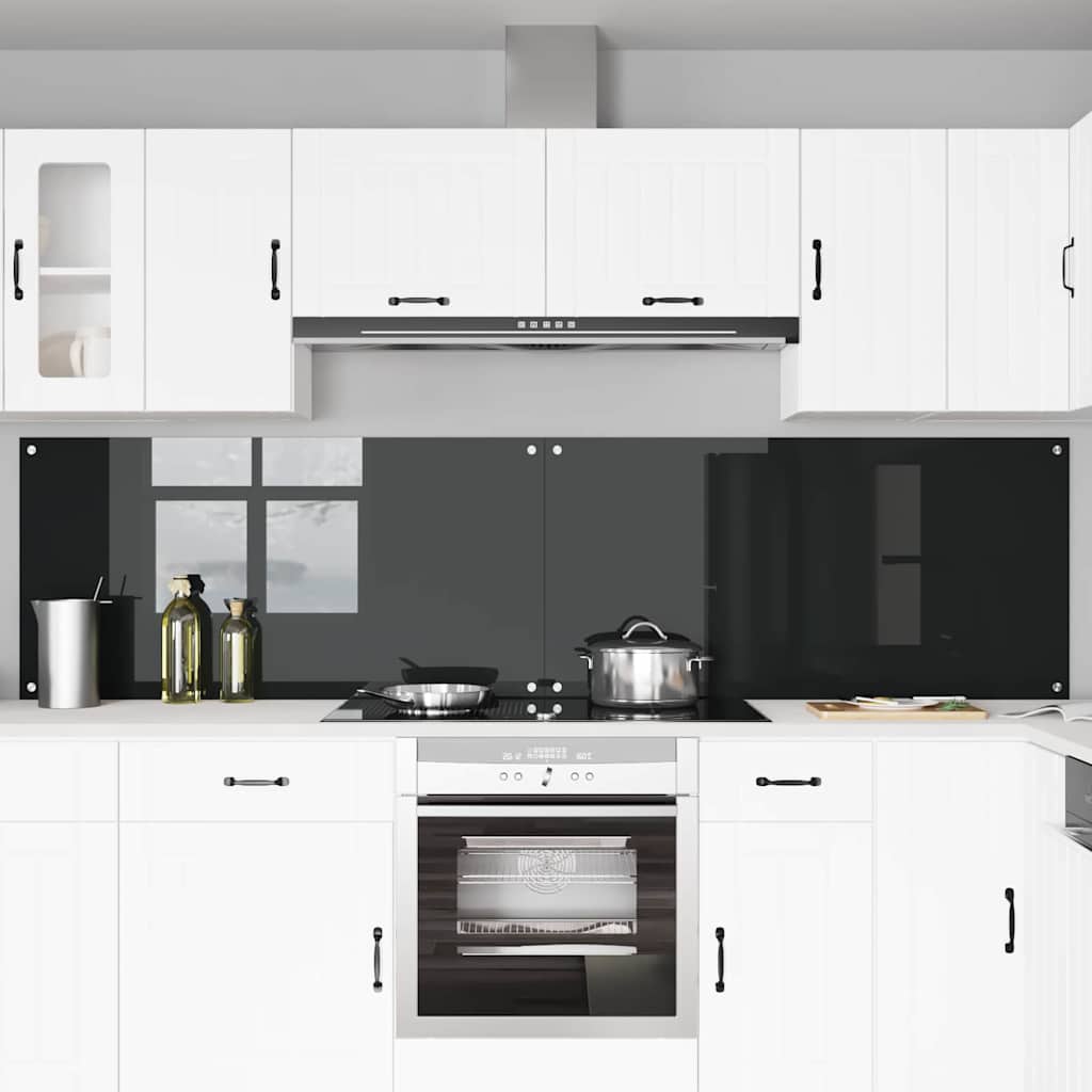 Køkkenbacksplash 2 stk. Sort 120 x 60 cm hærdet glas