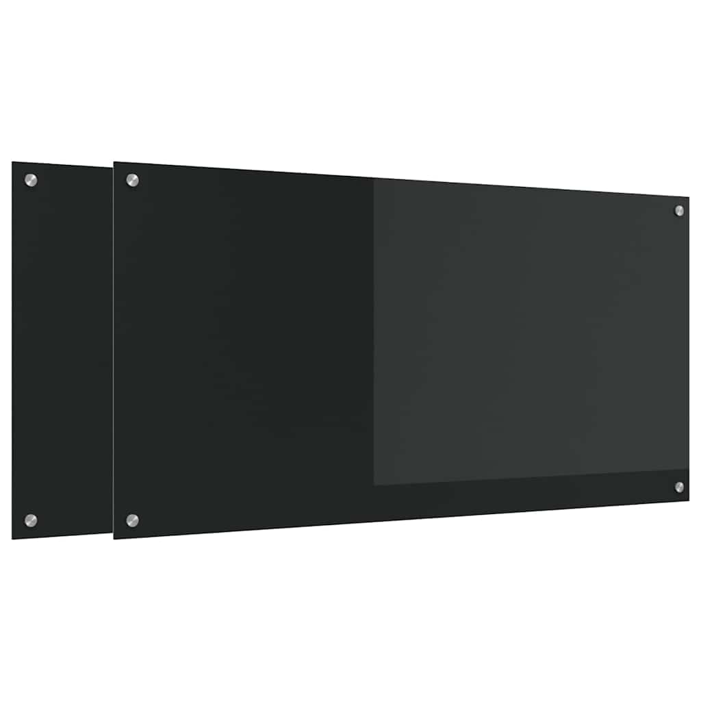 Køkkenbacksplash 2 stk. Sort 120 x 60 cm hærdet glas