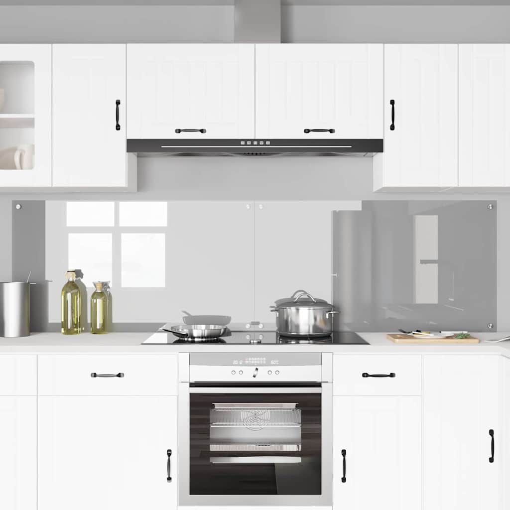 Køkkenbacksplash 2 stk. Lysegrå 110 x 60 cm hærdet glas