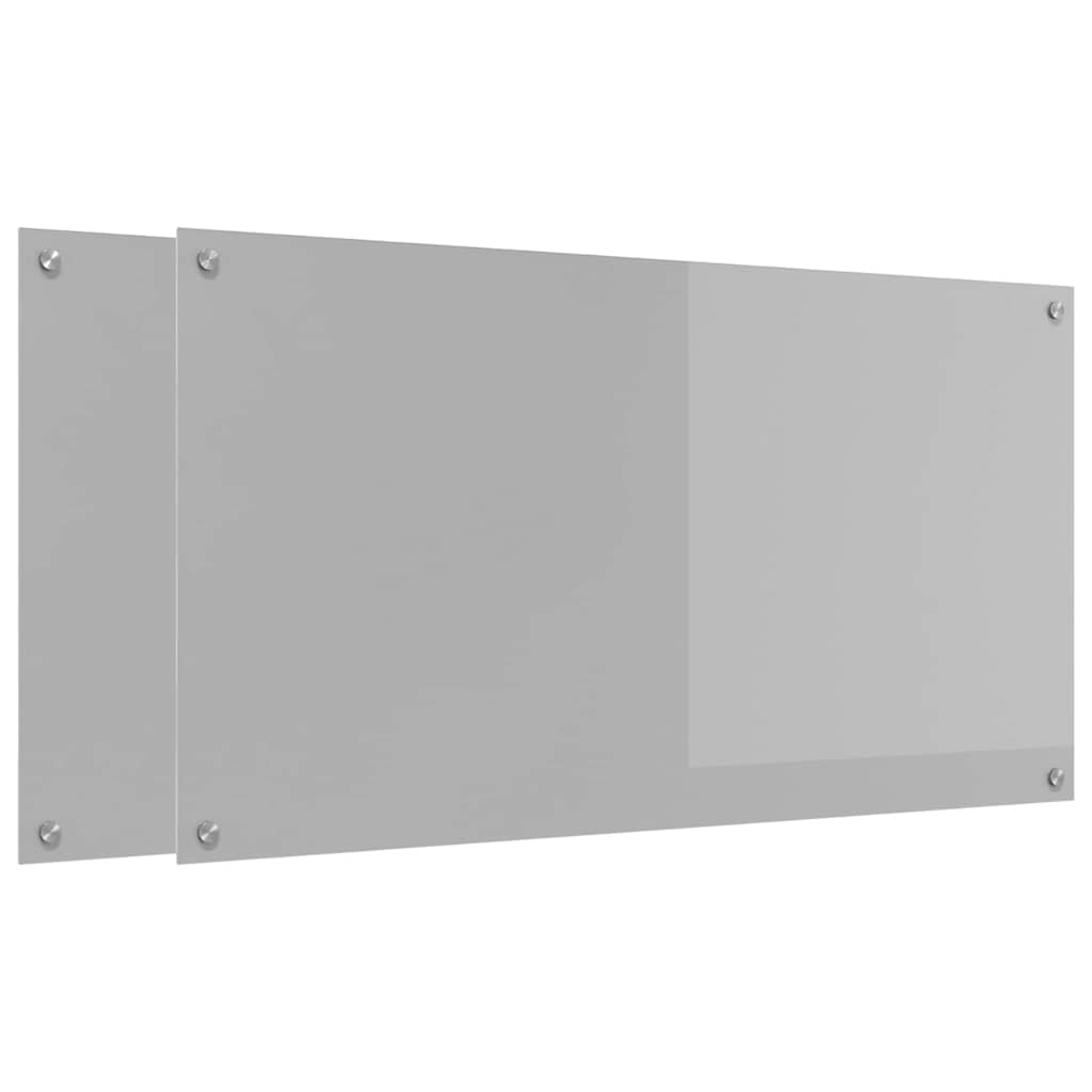 Køkkenbacksplash 2 stk. Lysegrå 110 x 60 cm hærdet glas