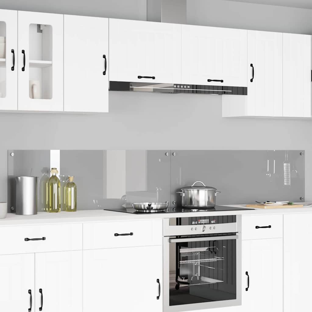Køkkenbacksplash 2 stk. Lysegrå 120 x 40 cm hærdet glas