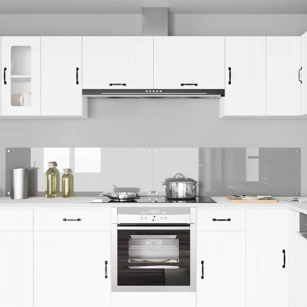 Køkkenbacksplash 2 stk. Lysegrå 120 x 40 cm hærdet glas