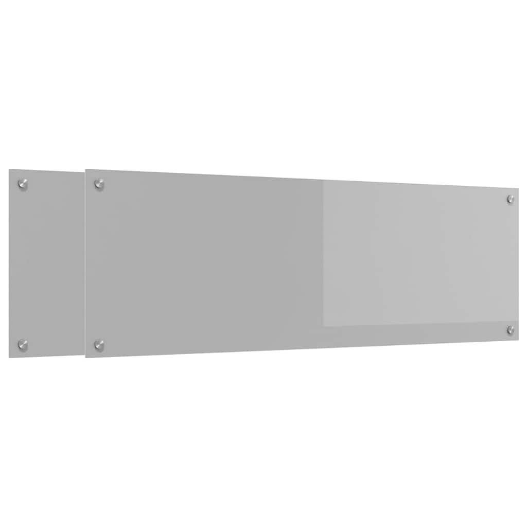 Køkkenbacksplash 2 stk. Lysegrå 120 x 40 cm hærdet glas