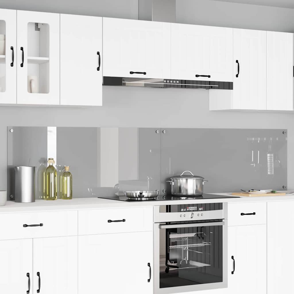 Køkkenbacksplash 2 stk. Lysegrå 120 x 50 cm hærdet glas