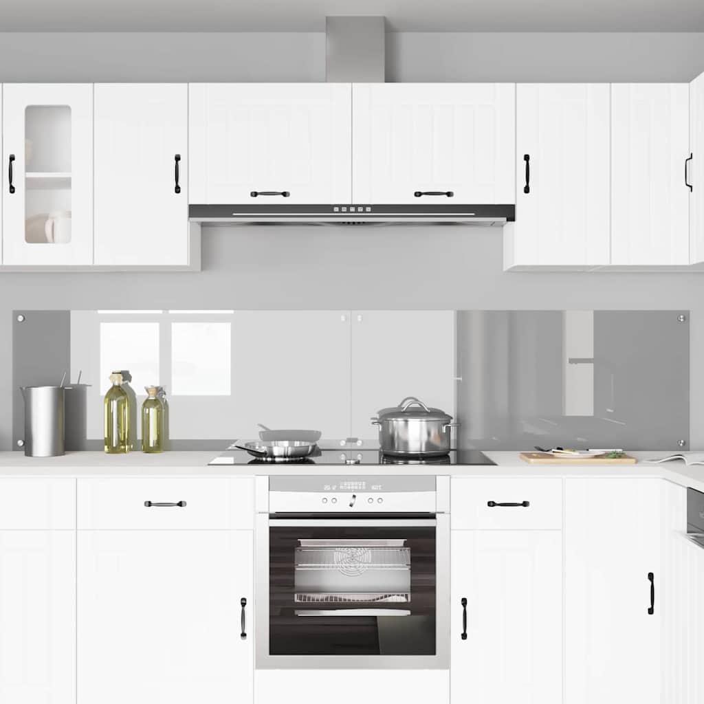 Køkkenbacksplash 2 stk. Lysegrå 120 x 50 cm hærdet glas