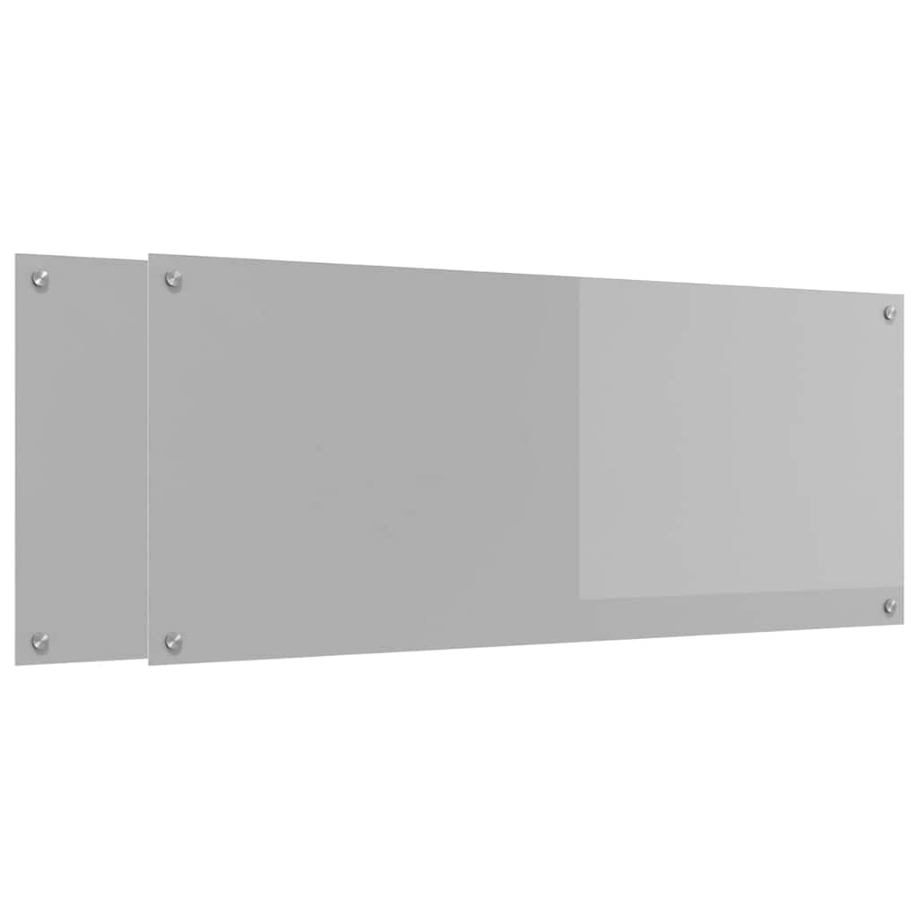 Køkkenbacksplash 2 stk. Lysegrå 120 x 50 cm hærdet glas