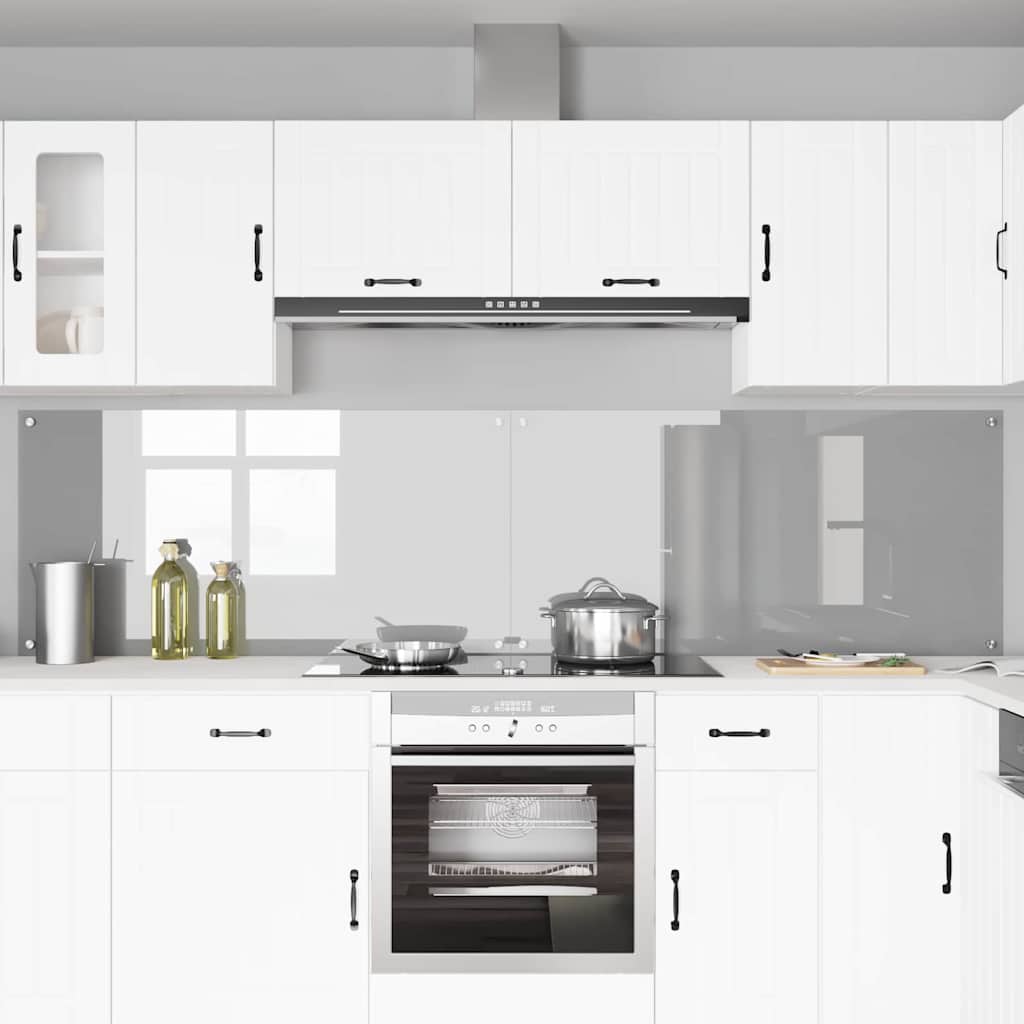 Køkkenbacksplash 2 stk. Lysegrå 120 x 60 cm hærdet glas