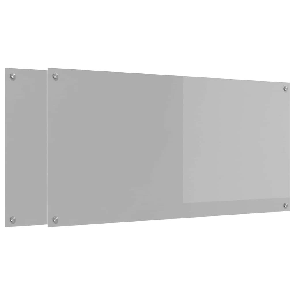 Køkkenbacksplash 2 stk. Lysegrå 120 x 60 cm hærdet glas