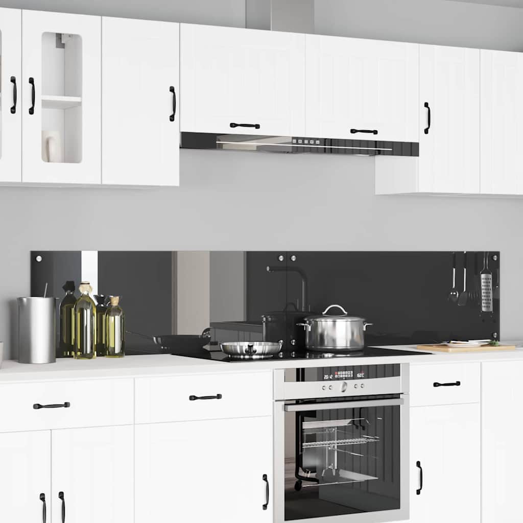 Køkkenbacksplash 2 stk. Mørkegrå 110 x 40 cm hærdet glas