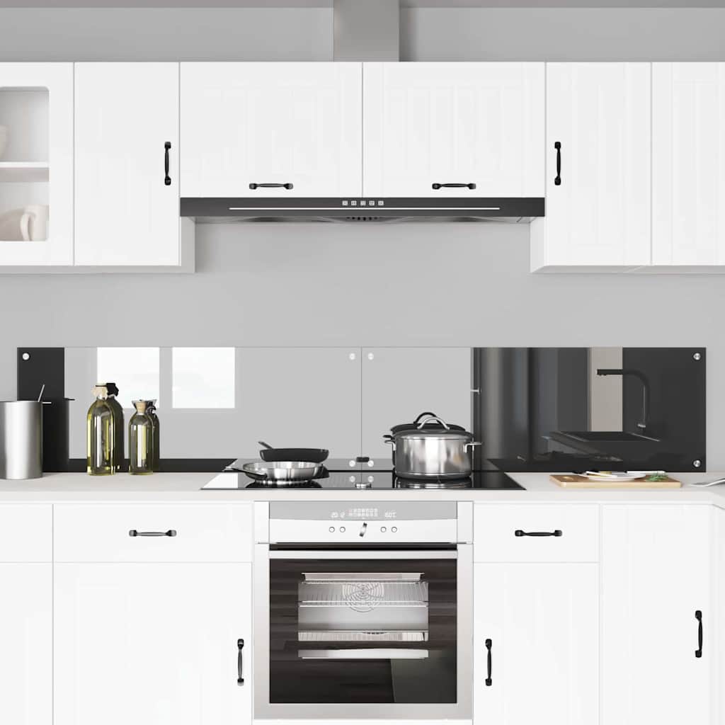 Køkkenbacksplash 2 stk. Mørkegrå 110 x 40 cm hærdet glas