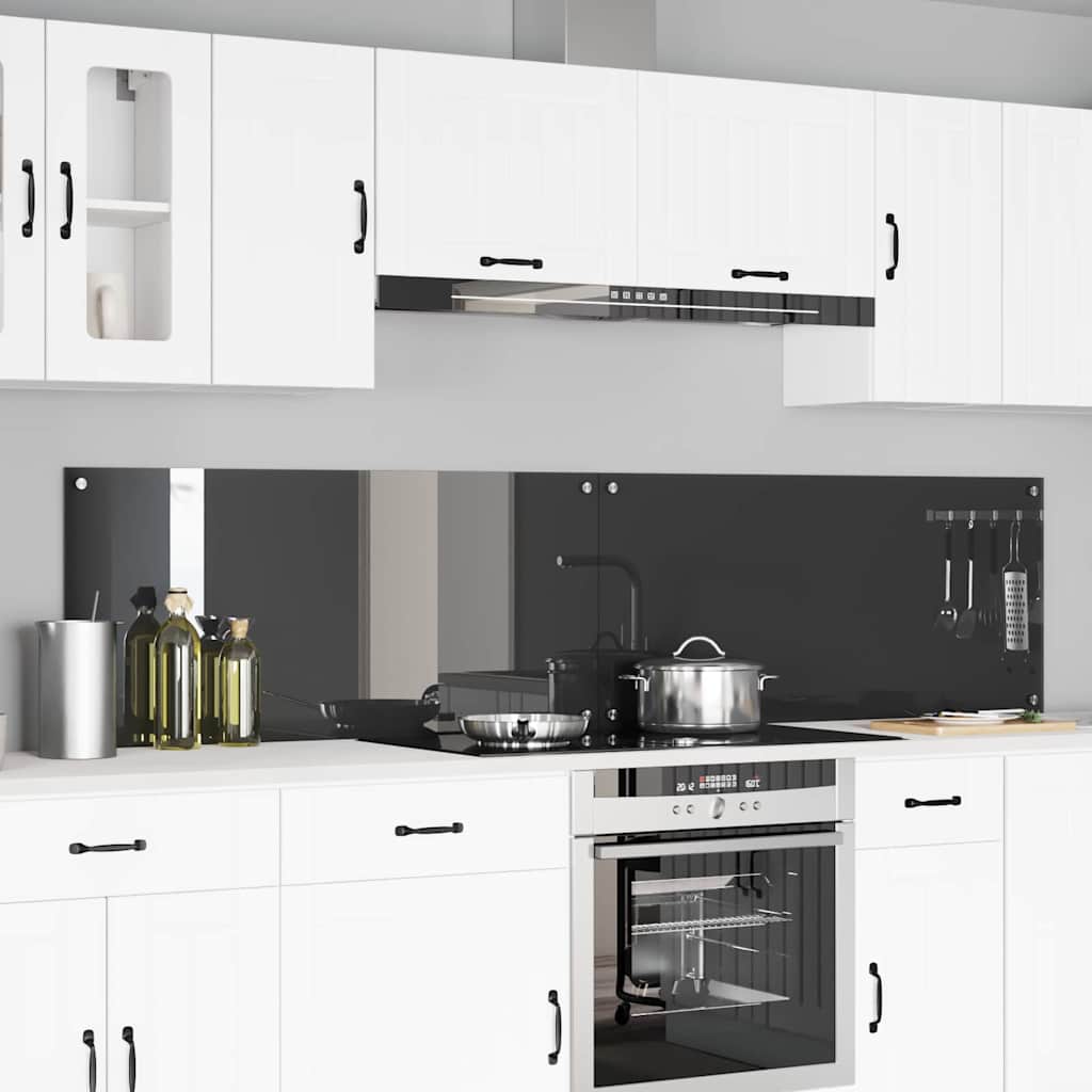 Køkkenbacksplash 2 stk. Mørkegrå 110 x 50 cm hærdet glas