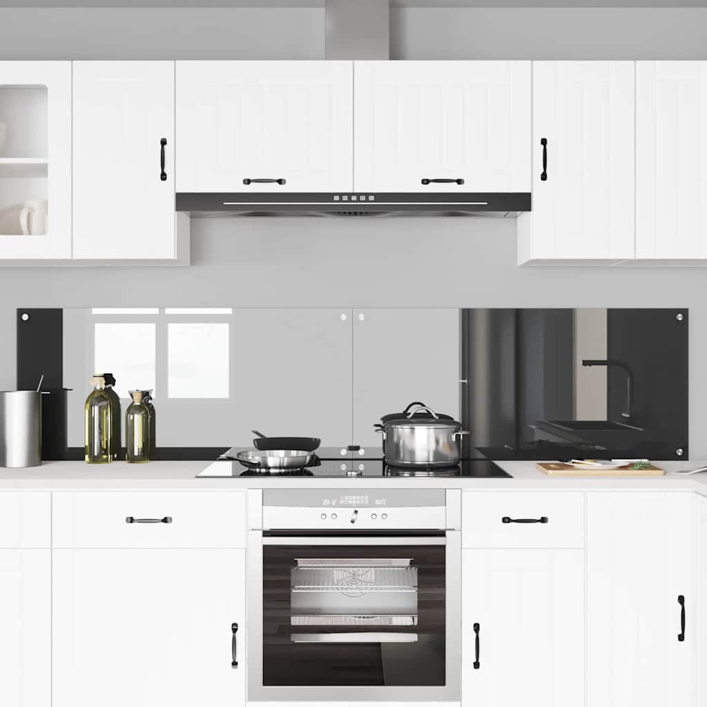 Køkkenbacksplash 2 stk. Mørkegrå 110 x 50 cm hærdet glas