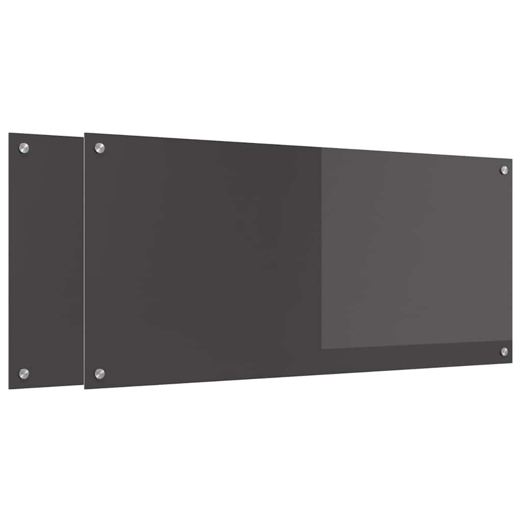 Køkkenbacksplash 2 stk. Mørkegrå 110 x 50 cm hærdet glas