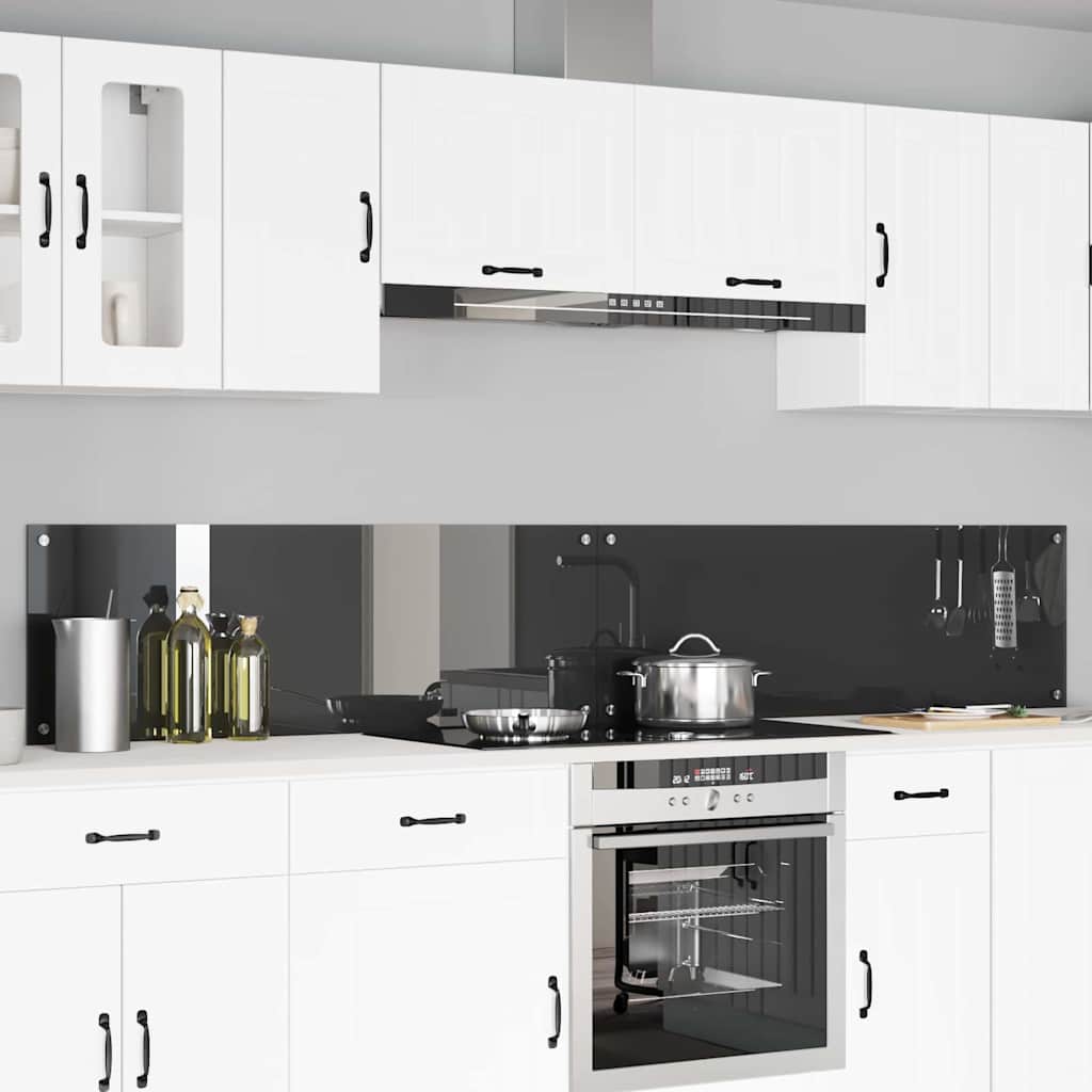 Køkkenbacksplash 2 stk. Mørkegrå 120 x 40 cm hærdet glas